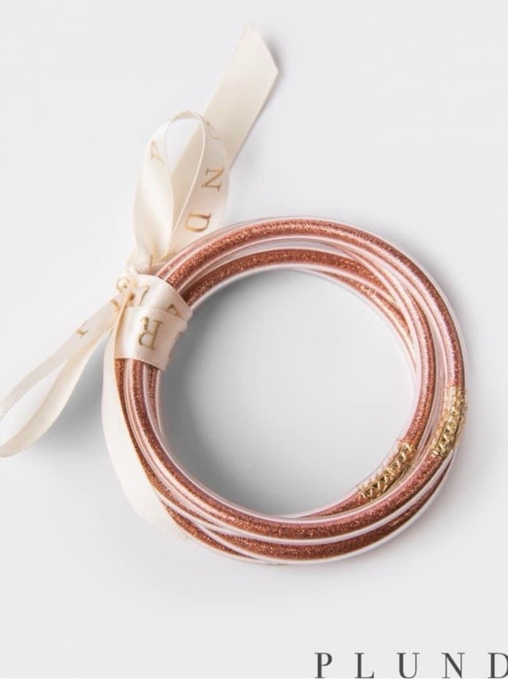 Plunder Design A Touch of Sparkle Jelly Glitter Bangle Set Color - Rosie Gold
